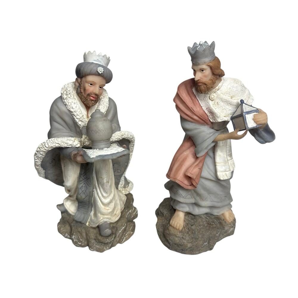 Set of 2 Nativity Wisemen Resin Replacement Figurines 7"